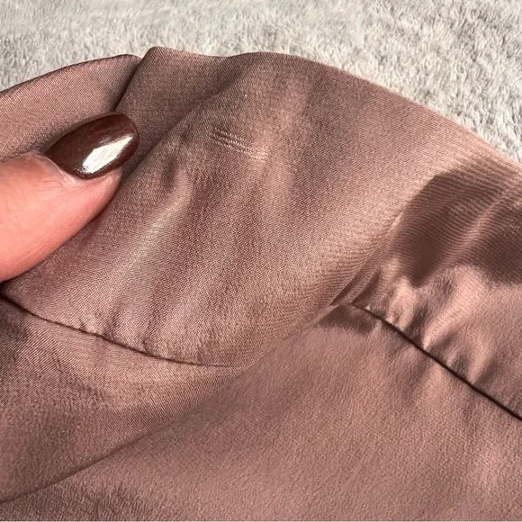 NWT Michelle Mason Silk Draped Ruffle Wrap Effect Mini Skirt Blush Tan Sz 4 - Picture 8 of 14